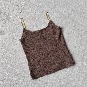 Brown cami with gold chain straps